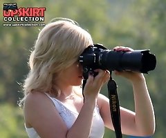 Tiny shorts girl shows her cameltoe