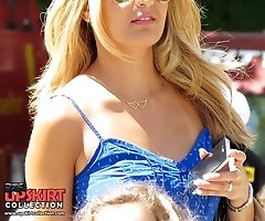 Mini skirts uncovering hot cleavage