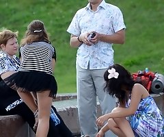 Costumed chicks sexy butt upskirts