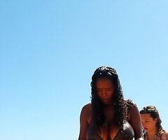 Topless girl in hot bikini panty